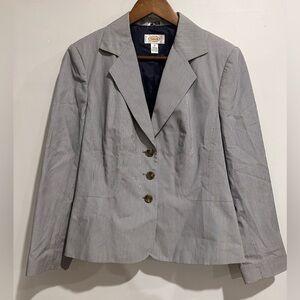 TALBOTS Pinstripe 100%‎ Cotton Preppy Careerwear Blazer Size 10